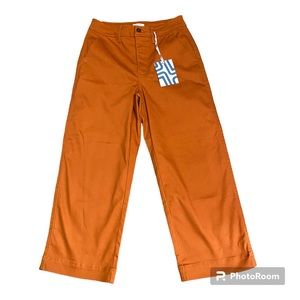 NWT Market & Spruce Rosabel High Rise Cropped Wide Leg Burnt Orange Pants Sz 2